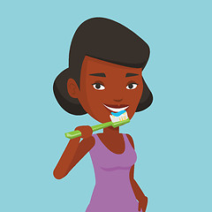 Image showing Woman brushing her teeth vector illustration.