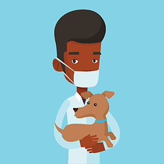 Image showing Veterinarian with dog in hands vector illustration