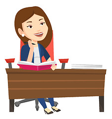 Image showing Student writing at the desk vector illustration.