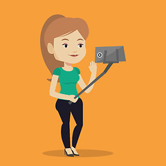 Image showing Woman making selfie vector illustration.