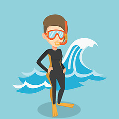 Image showing Young scuba diver vector illustration.