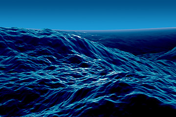 Image showing Stormy sea at night