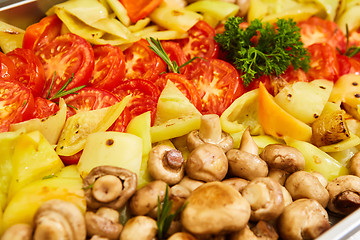 Image showing Steamed vegetables close up