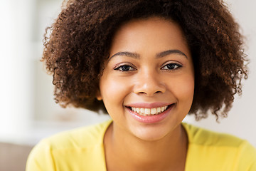 Image showing close up of happy african young woman face