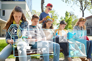 Image showing group of students with notebooks at school yard