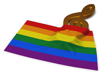 Image showing clef symbol and rainbow flag - 3d rendering