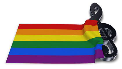 Image showing clef symbol and rainbow flag - 3d rendering