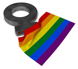 Image showing female symbol and rainbow flag - 3d rendering