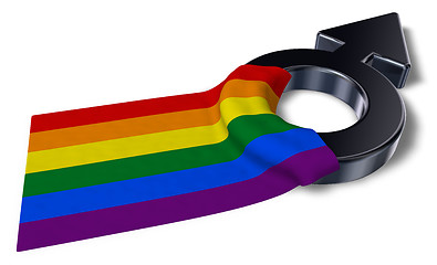 Image showing male symbol and rainbow flag - 3d rendering