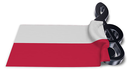 Image showing clef symbol and polish flag - 3d rendering