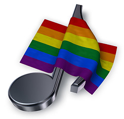 Image showing music note symbol and rainbow flag - 3d rendering