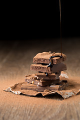 Image showing Pieces of chocolate on table