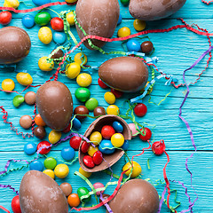 Image showing Image of chocolate eggs, sweets