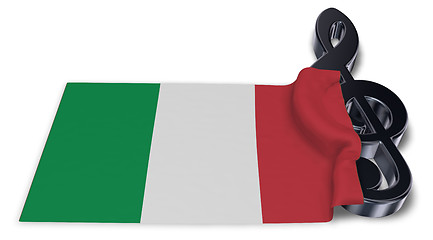 Image showing clef symbol and italian flag - 3d rendering