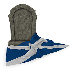 Image showing gravestone and flag of scotland - 3d rendering