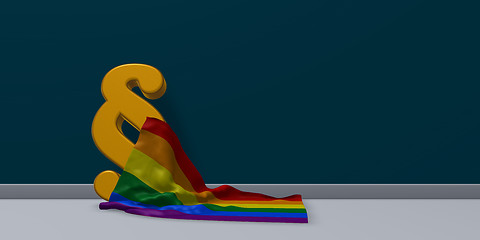 Image showing paragraph symbol and rainbow flag - 3d rendering