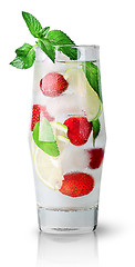 Image showing Lime strawberry lemonade with mint sprig