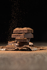 Image showing Broken chocolate on bakery paper