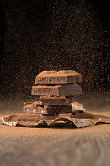 Image showing Broken chocolate on baking paper