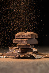 Image showing Chocolate sprinkled cocoa at table