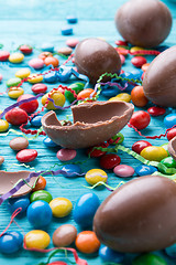 Image showing Image of colorful chocolates, eggs