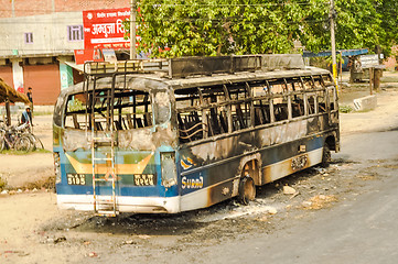 Image showing Wreck of bus in Nepal