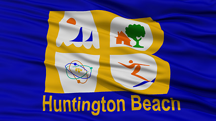 Image showing Closeup of Huntington Beach City Flag