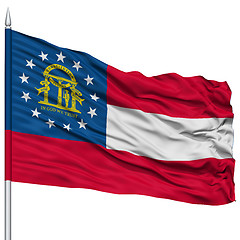 Image showing Isolated Georgia Flag on Flagpole, USA state