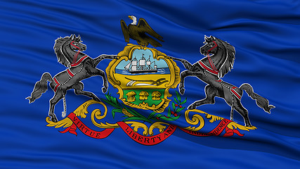 Image showing Closeup Pennsylvania Flag, USA state