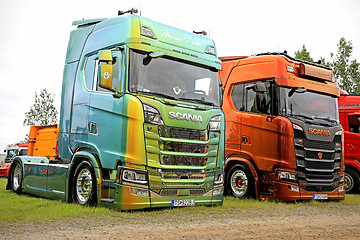 Image showing Two Scania S580 Super Trucks of Martin Pakos