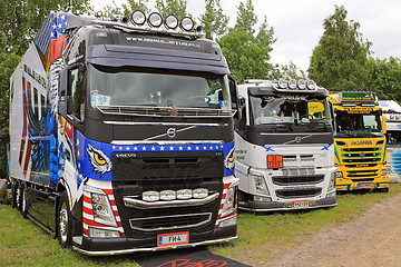 Image showing Row of Finnish Show Trucks 