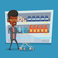 Image showing Customer with shopping cart vector illustration.