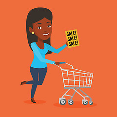 Image showing Woman running in hurry to the store on sale.