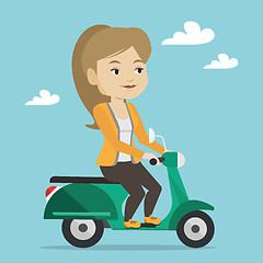 Image showing Woman riding scooter vector illustration.