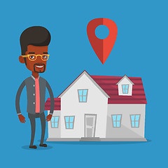 Image showing Realtor on background of house with map pointer.