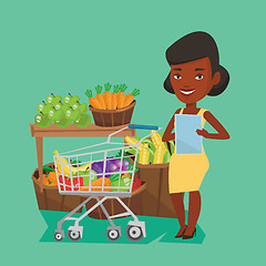 Image showing Woman with shopping list vector illustration.