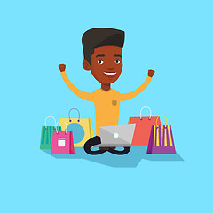 Image showing Man shopping online vector illustration.