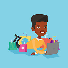 Image showing Man shopping online vector illustration.