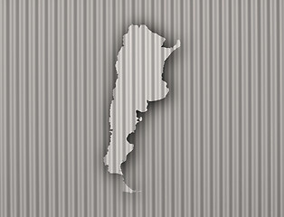 Image showing Map of Argentina on corrugated iron