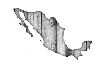 Image showing Map of Mexico on weathered wood
