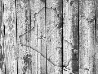 Image showing Map of Iraq on weathered wood