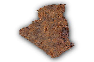 Image showing Map of Algeria on rusty metal