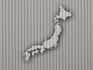 Image showing Map of Japan on corrugated iron