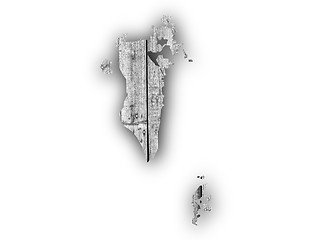 Image showing Map of Bahrain on weathered wood