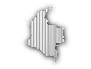 Image showing Map of Colombia on corrugated iron