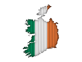 Image showing Map and flag of Ireland on corrugated iron