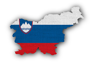Image showing Map and flag of Slovenia on old linen