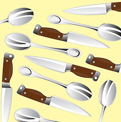 Image showing Knife and spoon background