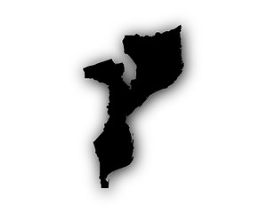 Image showing Map of Mozambique with shadow