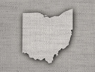 Image showing Map of Ohio on old linen